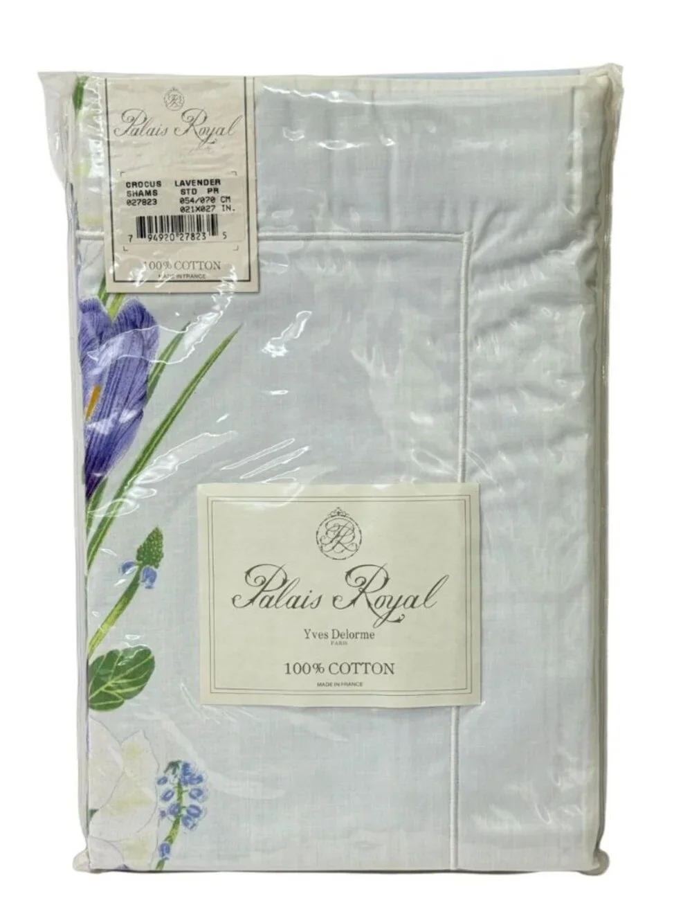 Vintage Yves Delorme Palais Royal NEW Crocus Lavender Standard Pillow Shams Pair
